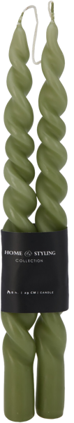 Изображение Свеча 29см столовая Купман зеленая витая Купман Интернэшнл , 2 шт