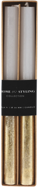 Изображение Свеча 25см столовая Купман бело-золотистая Купман Интернэшнл , 2 шт