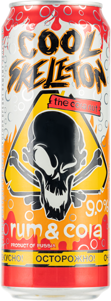Изображение Напиток слабоалкогольный 9% Кул Скелетон ром и кола Браво премиум ж/б, 0,45 л