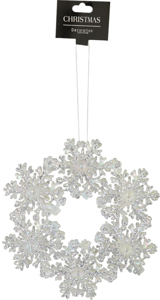 Изображение Подвеска 12см пластик Купман снежинка серебристая Купман Интернэшнл , 1 шт