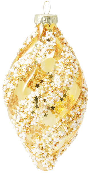 Изображение Елочное украшение стекло Купман золотистое с бисером Купман Интернэшнл , 1 шт