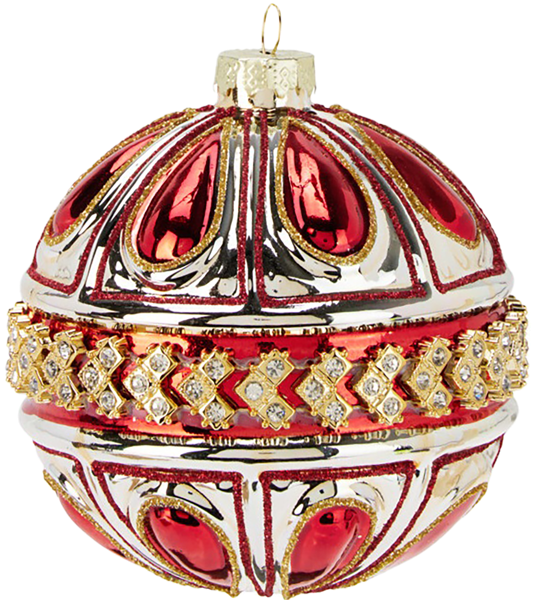 Изображение Шар 10см стекло Купман красный с орнаментом Купман Интернэшнл , 1 шт