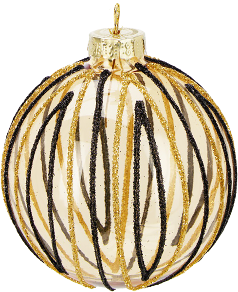 Изображение Шар 8см стекло Купман с серыми полосками Купман Интернэшнл , 1 шт