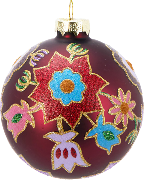 Изображение Шар 8см стекло Купман с блестящими цветами Купман Интернэшнл , 1 шт