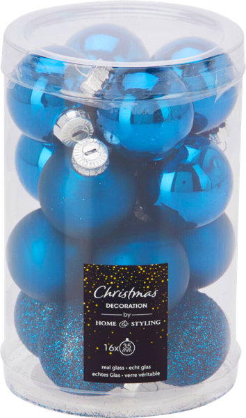 Изображение Шар 3,5см стекло Купман синий матовый глянцевый Купман Интернэшнл п/у, 16 шт