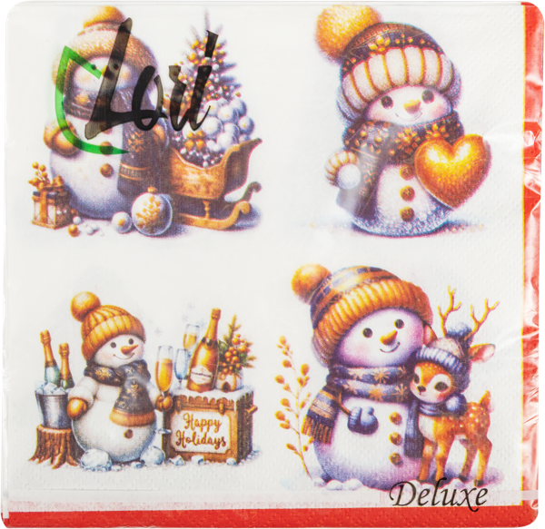 Изображение Салфетки 3х-слойные Лори делюкс новый год золотой орнамент 33*33см Фабрика Люкс м/у, 20 шт