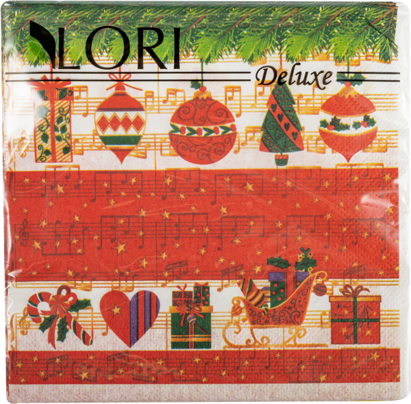 Изображение Салфетки 3х-слойные Лори делюкс новый год игрушки подарки 33*33см Фабрика Люкс м/у, 20 шт