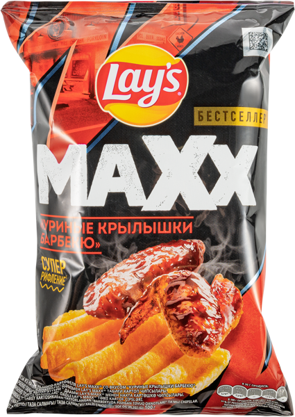Изображение Чипсы картофельные Лейс Макс Рифленые куриные крылышки барбекю Фрито Лей м/у, 100 г
