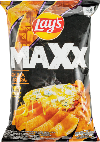 Изображение Чипсы картофельные Лейс Макс Рифленые пицца 4 сыра Фрито Лей м/у, 100 г