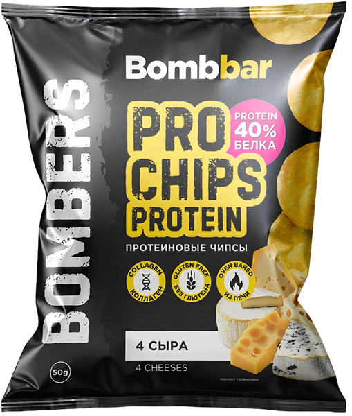 Изображение Чипсы цельнозерновые Бомббар протеин четыре сыра Фитнес Фуд м/у, 50 г