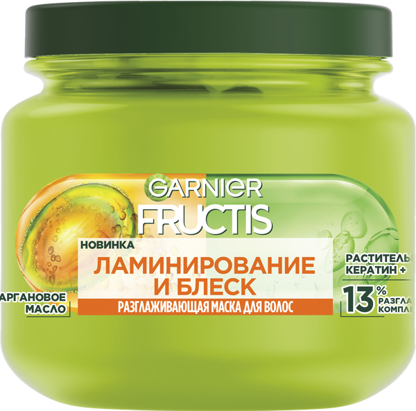 Изображение Маска для тусклых волос Фруктис ламинирование блеск Лореаль п/у, 320 мл
