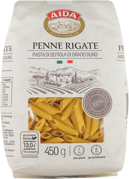 Изображение Макароны из твердых сортов Аида пенне ригате Агро-Альянс ОМФ м/у, 450 г