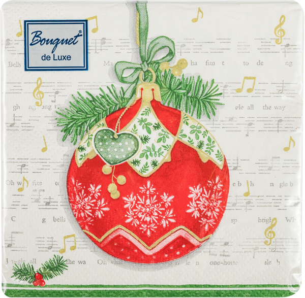 Изображение Салфетки 3х-слойные 24*24см Арт букет новый год музыкальный шар Русская Бумага м/у, 25 шт