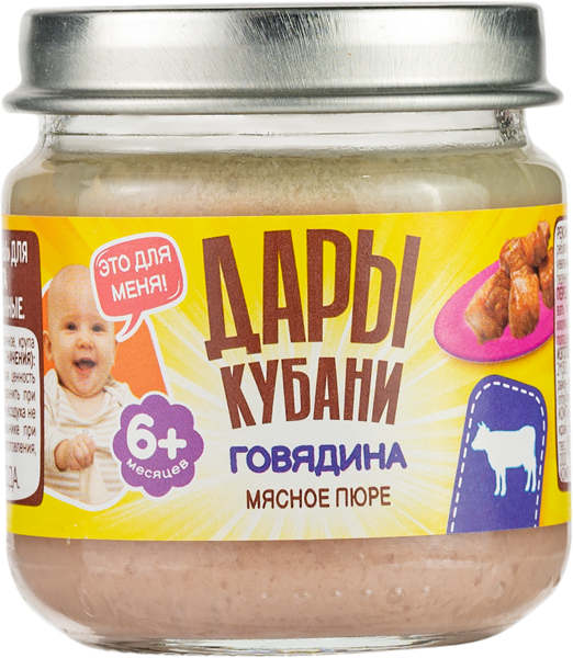 Изображение Пюре мясное с 6 мес Дары Кубани говядина Южная Соковая Компания с/б, 80 г