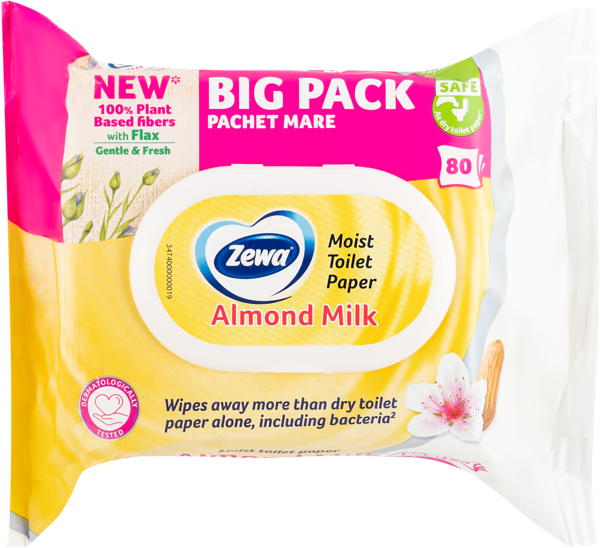 Изображение Туалетная бумага влажная Зева миндальное молочко Эссити м/у, 80 шт
