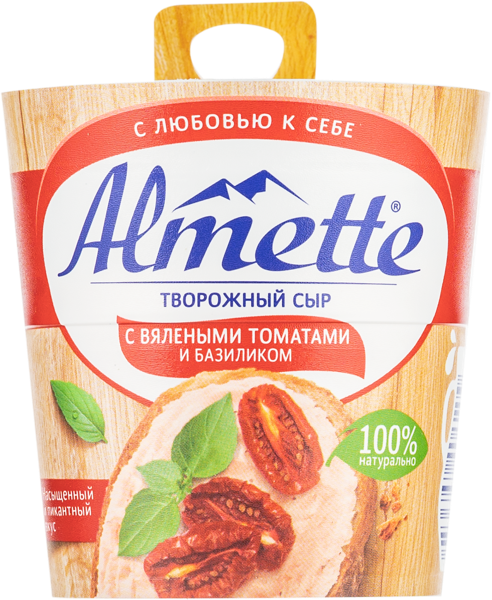 Изображение Сыр 60% творожный Альметте вяленые томаты базилик Хохланд Руссланд п/б, 150 г