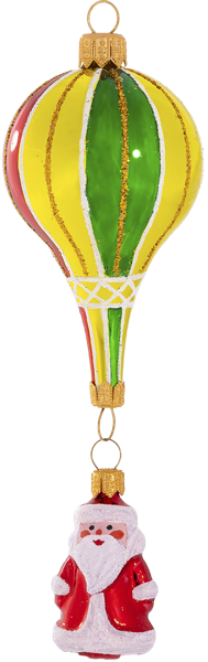 Изображение Ёлочное украшение стекло Ёлочка С2353 Воздушный шар-дед м Клинская игрушка к/у, 1 шт