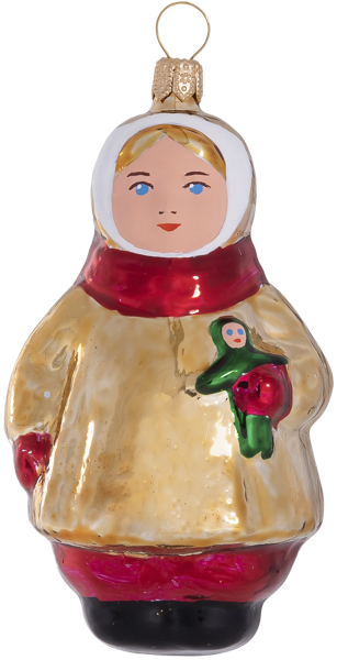 Изображение Фигурка Девочка с куклой стекло Ёлочка С2359 8,4см Клинская игрушка к/у, 1 шт