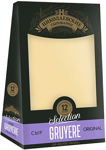 Изображение Сыр 45% твердый Николаевские сыроварни грюйер ориджинал 12 мес в Сыры Кубани к/у, 200 г