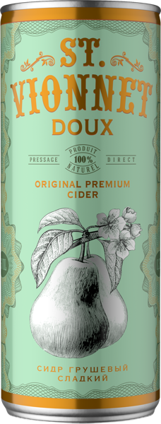 Изображение Сидр грушевый сладкий 5,5% Св. Вионне Союз-Вино ж/б, 0,25 л