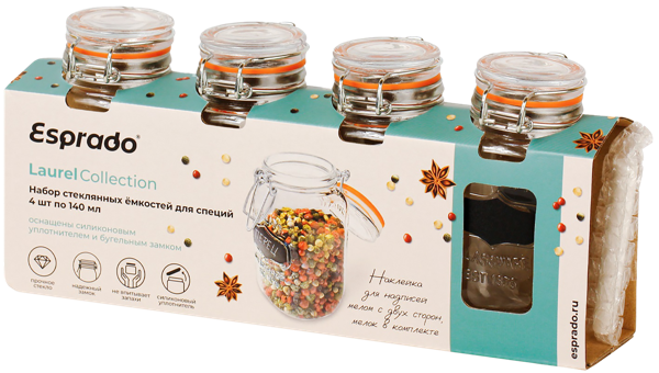 Изображение Емкость для специй Эспрадо лорел стекло Эспрадо м/у, 4 шт