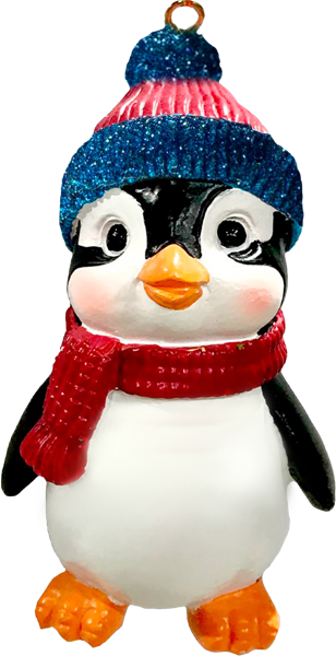 Изображение Елочное украшение 7см Мэджик Тайм пингвин в красном шарфе Феникс-Презент , 1 шт
