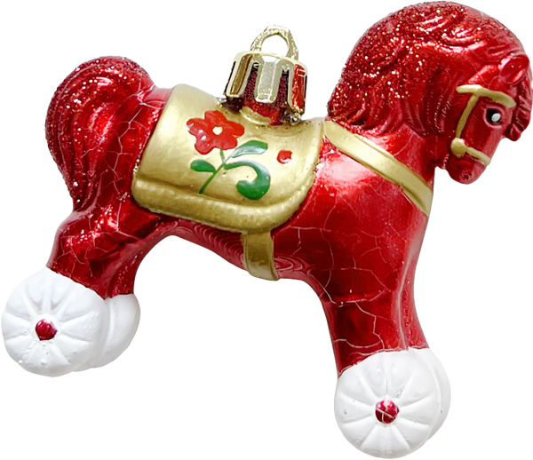 Изображение Елочное украшение 8см пластик Мэджик Тайм красная лошадка Феникс-Презент м/у, 1 шт