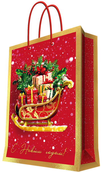 Изображение Пакет 33*45,7см бумажный Мэджик Пак сани новогодние красный Феникс-Презент , 1 шт