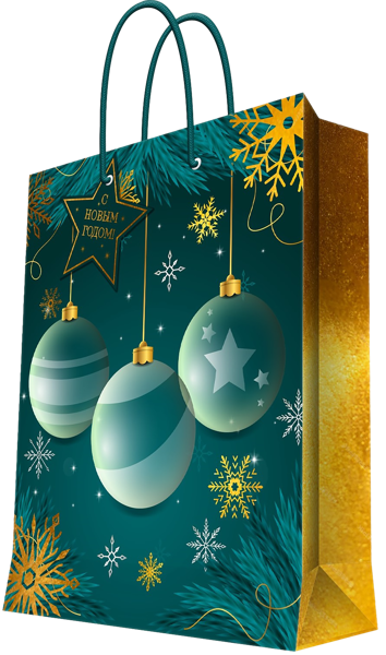 Изображение Пакет 26*32,4см бумажный Мэджик Пак елочные шары зеленый Феникс-Презент , 1 шт