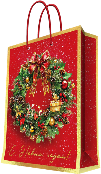 Изображение Пакет 26*32,4см бумажный Мэджик Пак рождественский венок Феникс-Презент , 1 шт