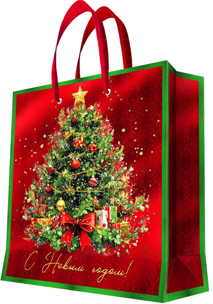 Изображение Пакет 20*20см бумажный Мэджик Пак елка красный голография Феникс-Презент , 1 шт