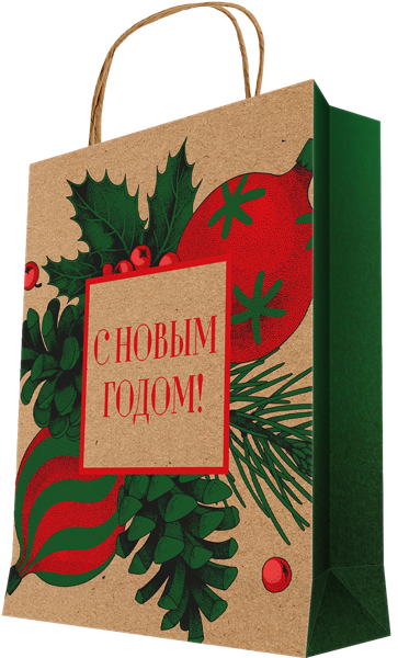 Изображение Пакет 26*33см бумажный Мэджик Пак с новым годом крафт Феникс-Презент , 1 шт