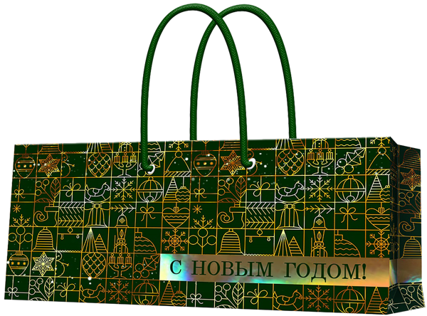 Изображение Пакет 36*12,7см бумажный Мэджик Пак золотые клетки зеленый Феникс-Презент , 1 шт