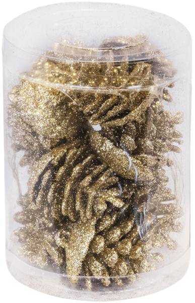 Изображение Елочное украшение 4,5см пластик Время Чудес золотистые шишки Феникс-Презент п/у, 10 шт