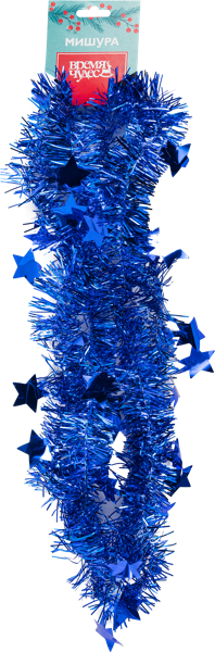 Изображение Мишура 5см*2м Время Чудес звезды синяя Феникс-Презент , 1 шт