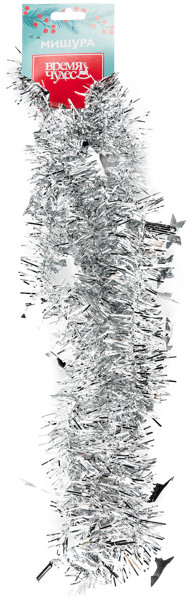 Изображение Мишура 5см*2м Время Чудес звезды серебристая Феникс-Презент , 1 шт