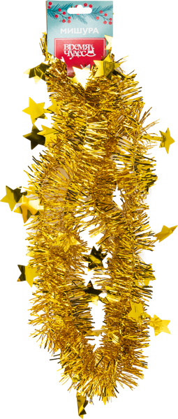 Изображение Мишура 5см*2м Время Чудес звезды золотистая Феникс-Презент , 1 шт