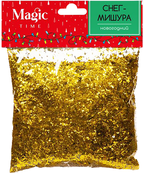 Изображение Снег искусственный Мэджик Тайм мишура золотистый Феникс-Презент м/у, 80 г
