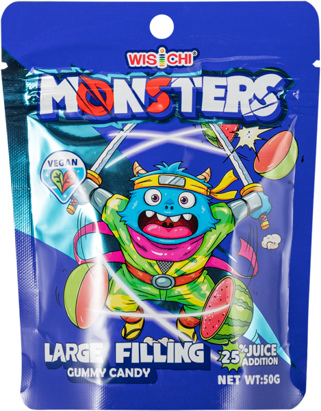 Изображение Мармелад жевательный Монстер с начинкой арбуз Гуандун Виски Фуд м/у, 50 г