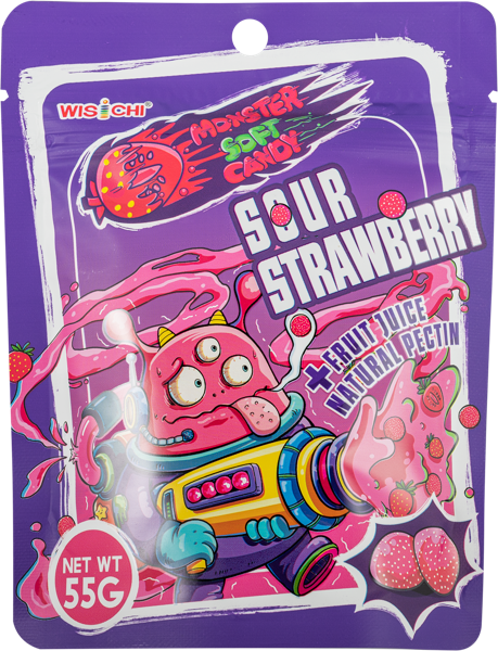 Изображение Мармелад жевательный Монстер клубникус кислый Гуандун Виски Фуд м/у, 55 г