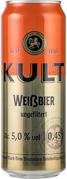 Изображение Пиво светлое Лагер 5,0% н/ф Культ вайсбир Криница ж/б, 0,45 л