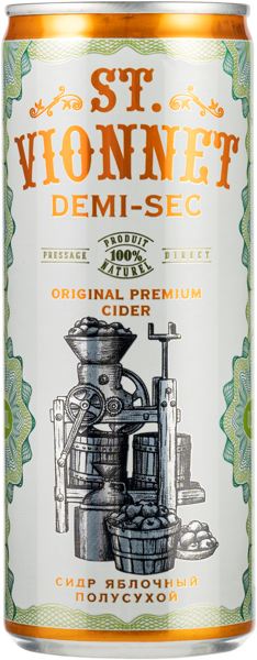 Изображение Сидр яблочный п/сух 5,5% Св. Вионне Союз-Вино ж/б, 0,25 л