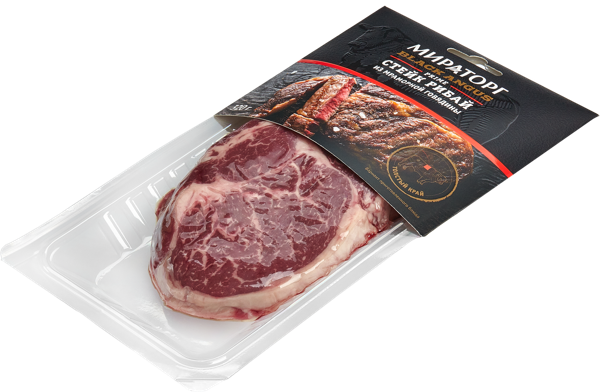 Изображение Мясо охлаждённое б/к Стейк Рибай Прайм из мраморной говядины Брянская МК лоток, 320 г