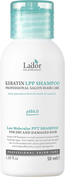 Изображение Шампунь для поврежден волос Ладор с кератином Ньюген косметикс п/у, 50 мл