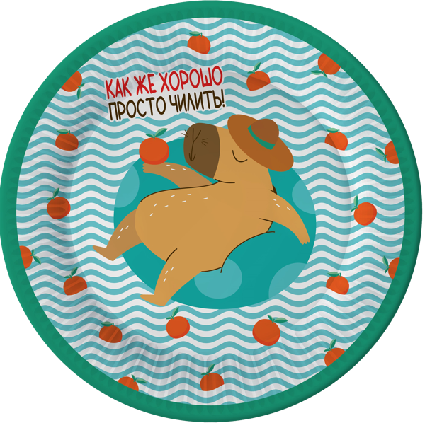 Изображение Одноразовая посуда 18см НД плэй тарелка капибара на чиле Рубин ООО м/у, 6 шт