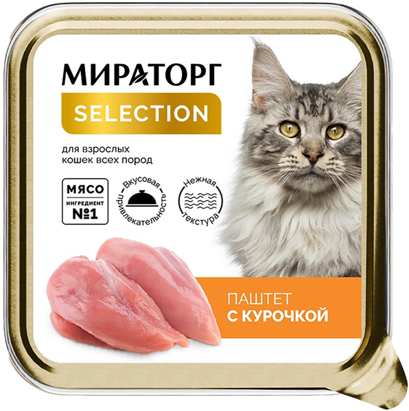 Изображение Корм для взрослых кошек Мираторг паштет курица Мираторг п/у, 100 г