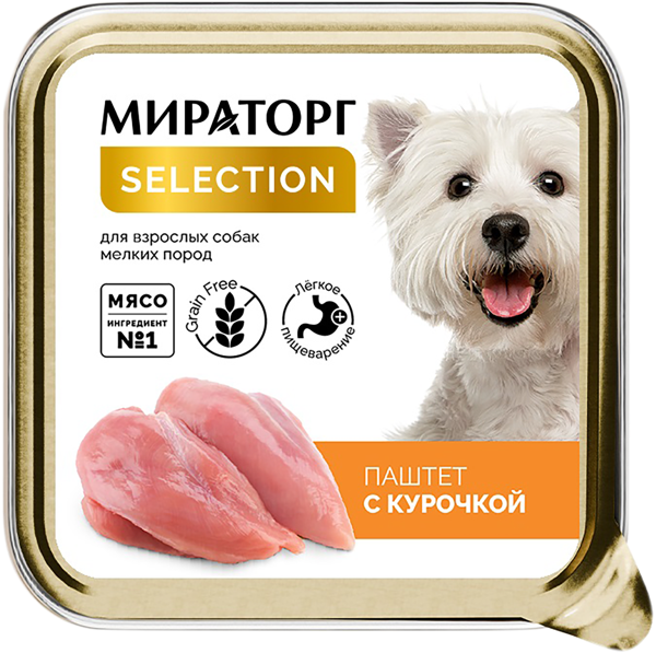 Изображение Корм для собак мелких пород Мираторг паштет курица Мираторг п/у, 100 г