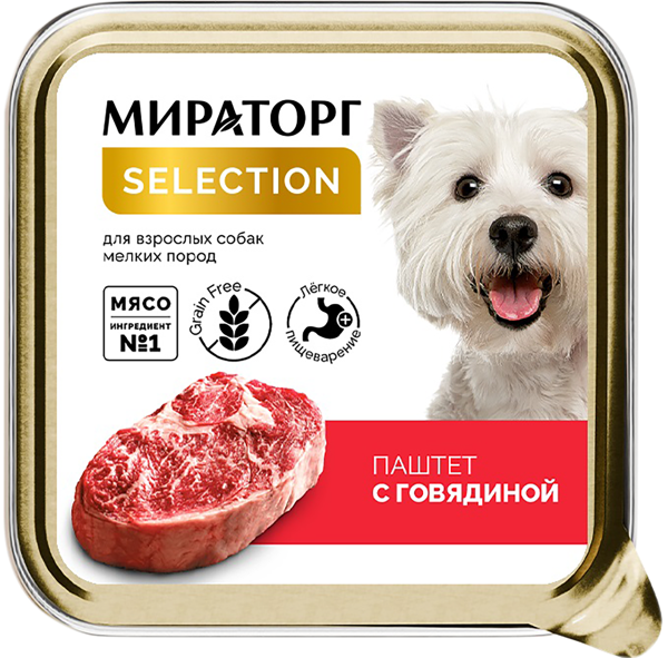 Изображение Корм для собак мелких пород Мираторг паштет говядина Мираторг п/у, 100 г