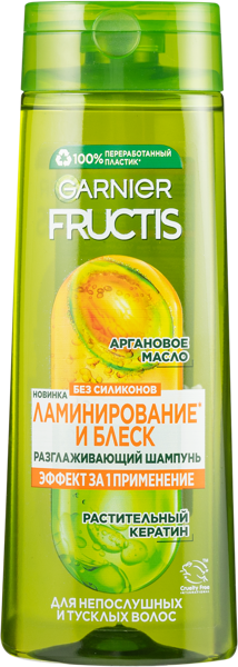 Изображение Шампунь для тусклых волос Фруктис ламинирование блеск Лореаль п/у, 400 мл