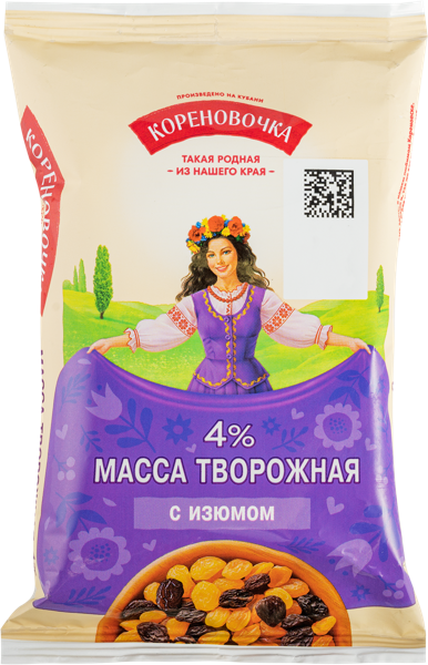 Изображение Творожная масса 4% Кореновочка изюм Кореновский МКК м/у, 180 г